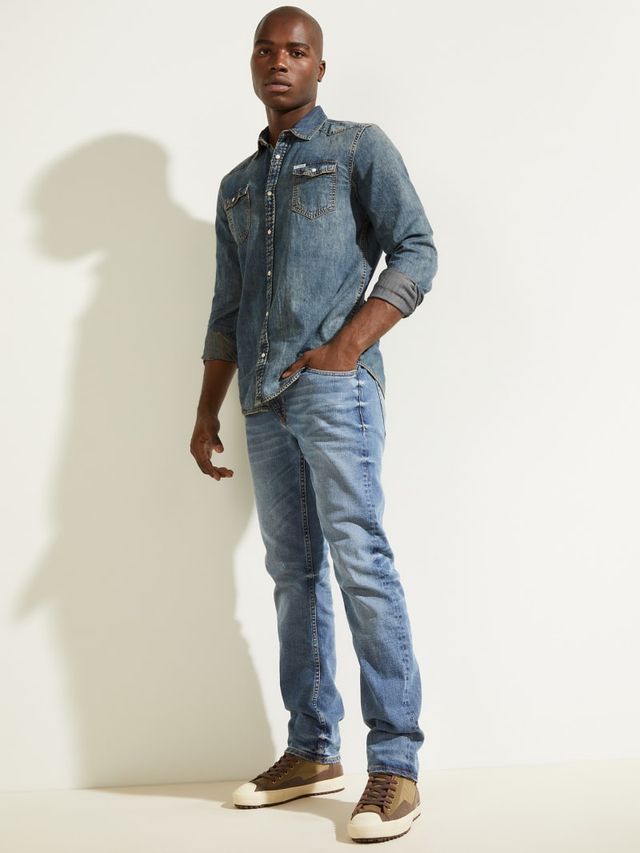 Guess denim hot sale shirt