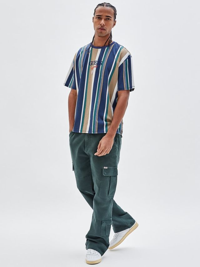 Guess striped shirt green online