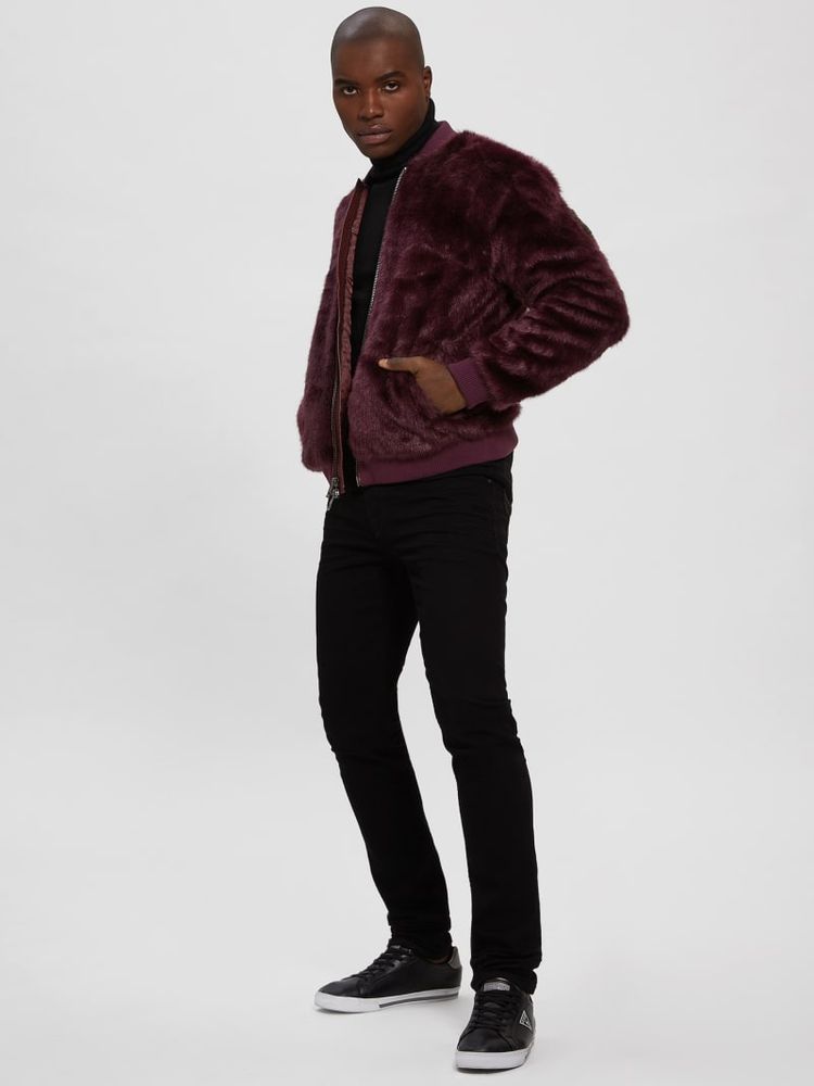 Guess faux clearance fur logo bomber