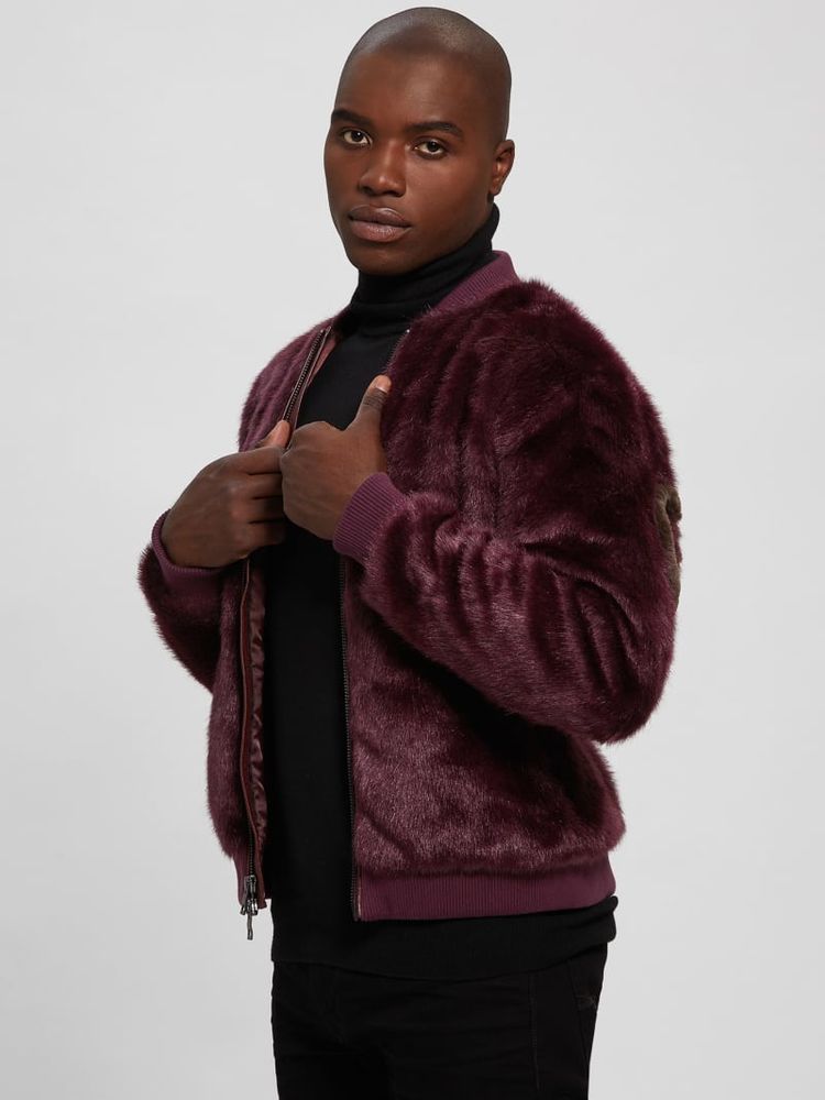 Guess fur bomber top