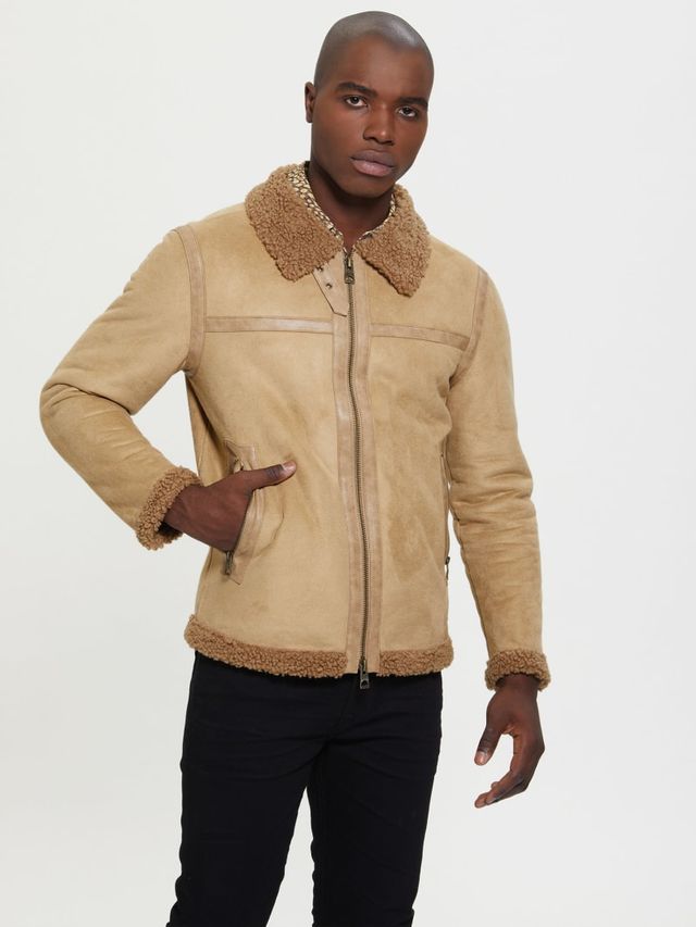 Guess shearling jacket mens 2025