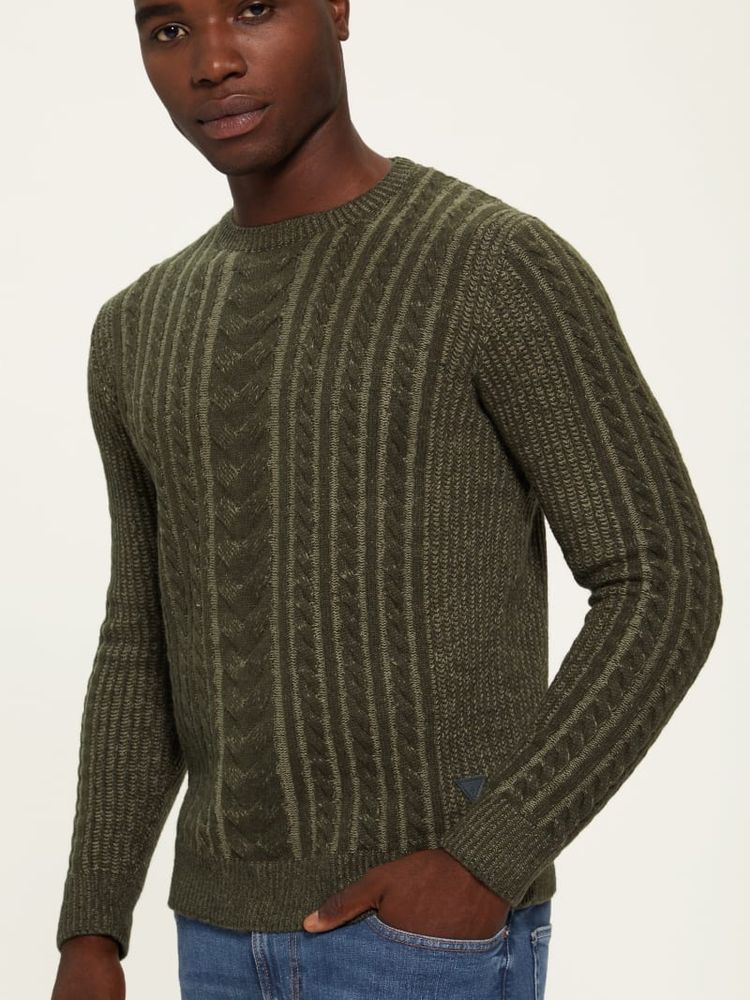 GUESS Phil Two Tone Cable Knit Sweater Bramalea City Centre