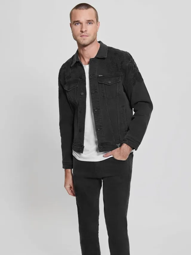Black denim jacket guess online