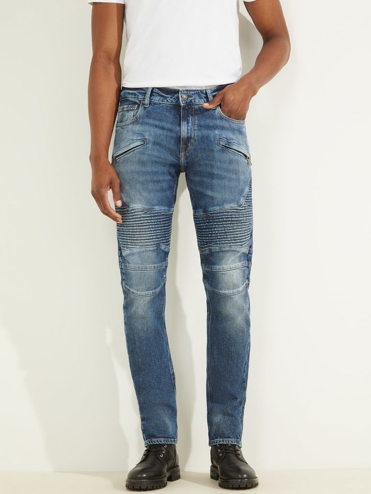 GUESS Eco Tapered Pintuck Moto Jeans | Shop Midtown