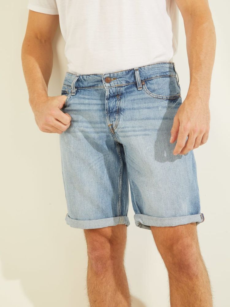 Faded online denim shorts
