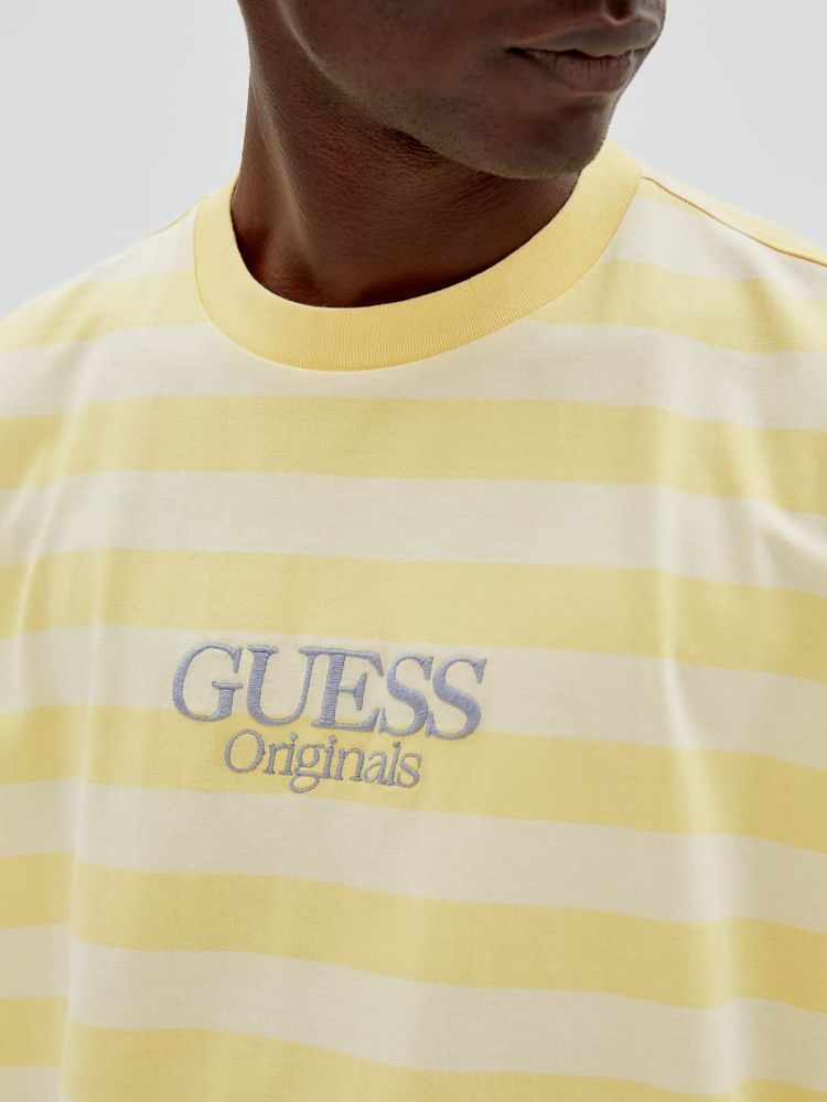 Guess striped tee yellow hotsell
