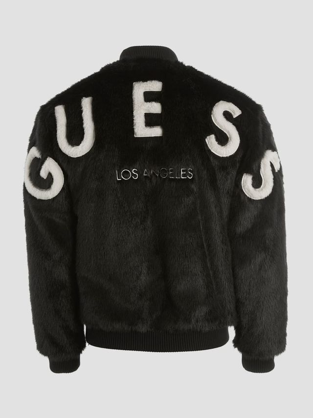 Guess faux on sale fur logo bomber
