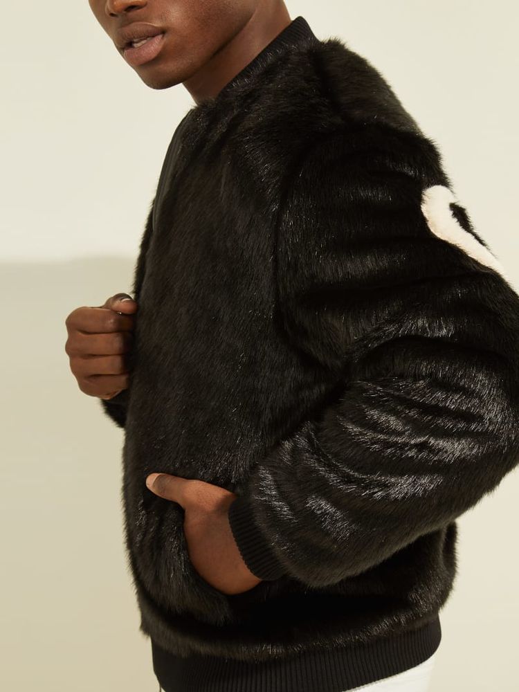 Guess faux on sale fur bomber jacket