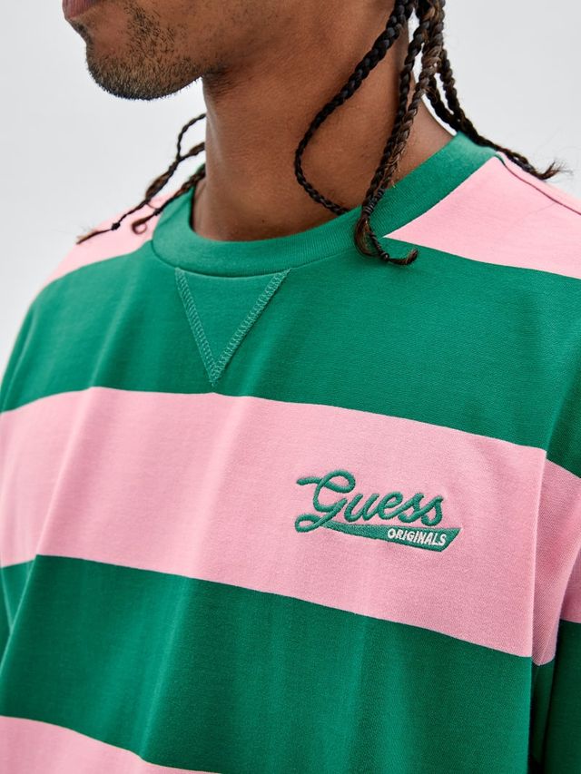 Guess palm striped t-shirt hot sale