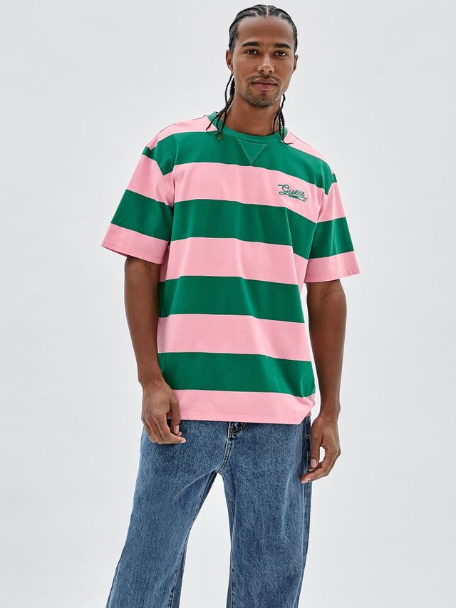 Guess striped tee green outlet