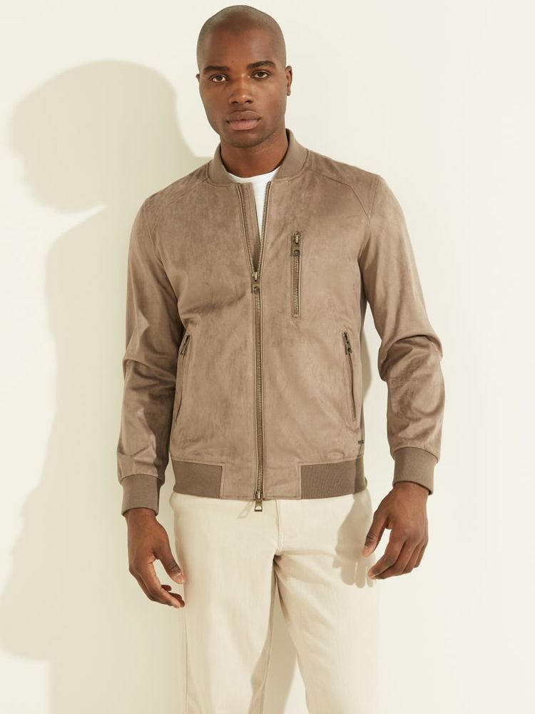 Guess faux online fur bomber jacket