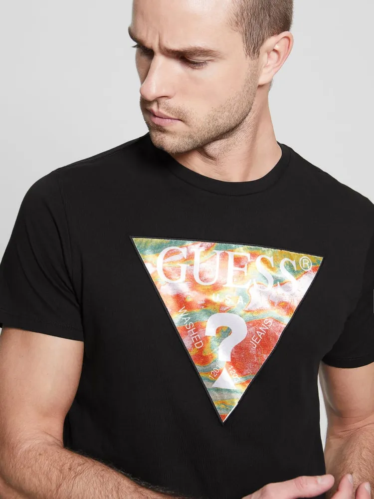 Guess triangle logo tee discount