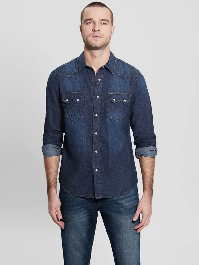 GUESS Regular-Fit Denim Western Shirt | Shop Midtown