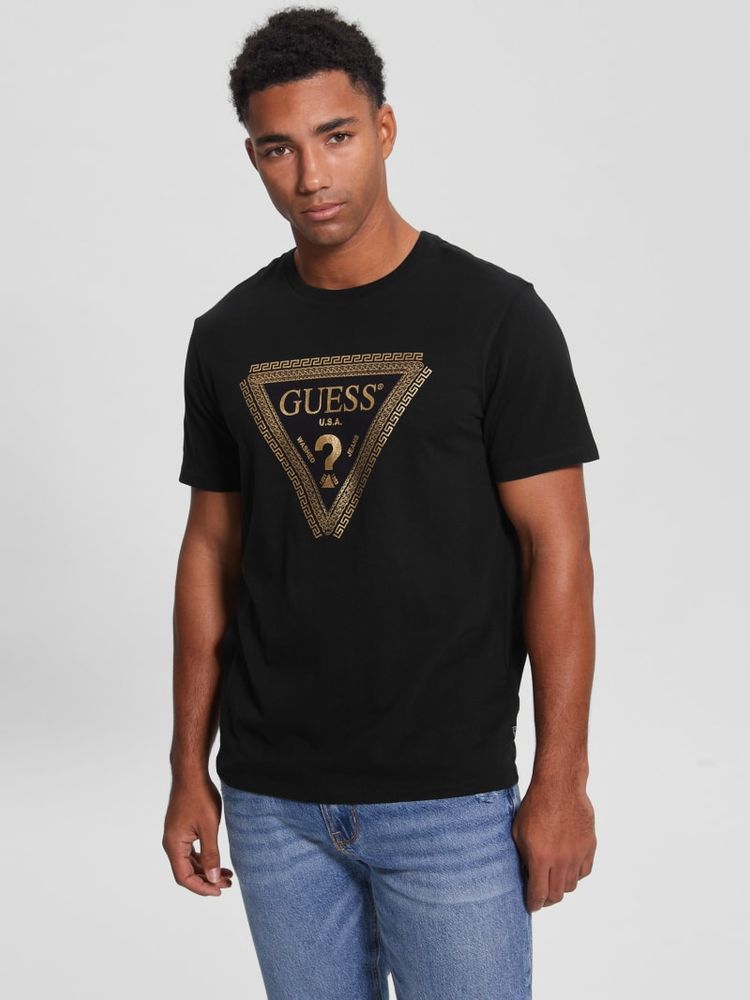 Guess gold t shirt hot sale