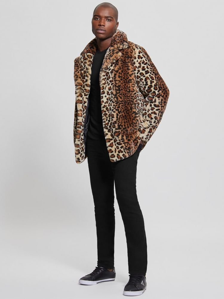 Guess leopard sales print coat