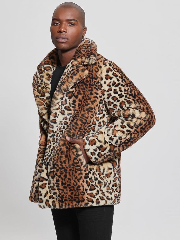 Guess leopard hot sale print coat