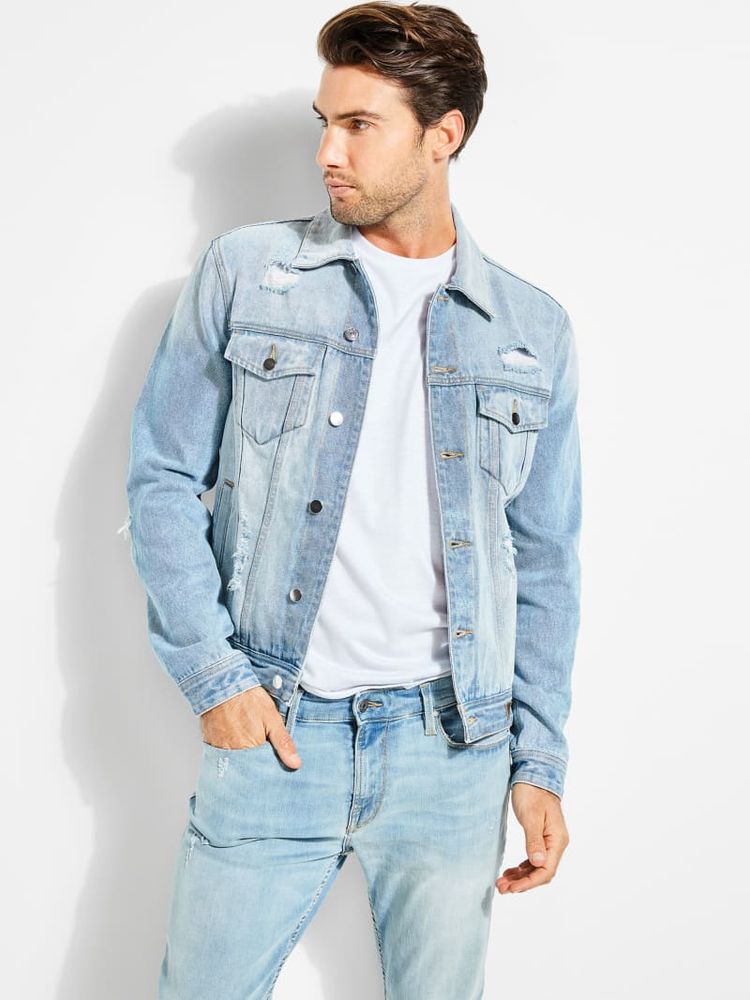 Mid wash denim jacket sales
