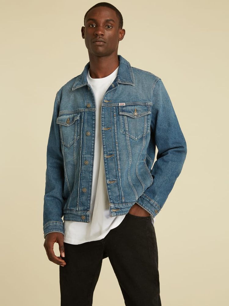 Guess denim jacket with pearls shop