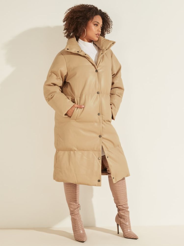 Brown long sale puffer coat