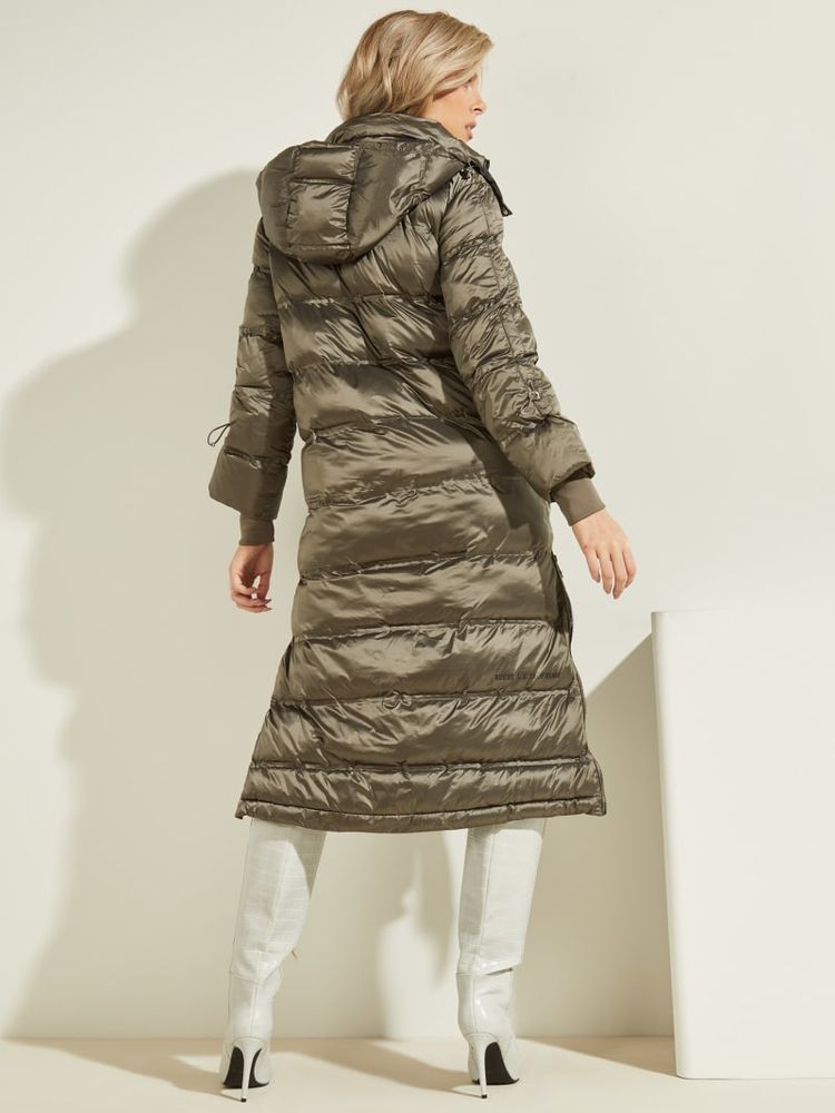Khaki long puffer coat hotsell