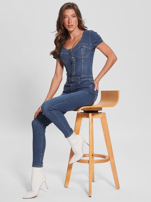 Guess women's denim jumpsuit clearance