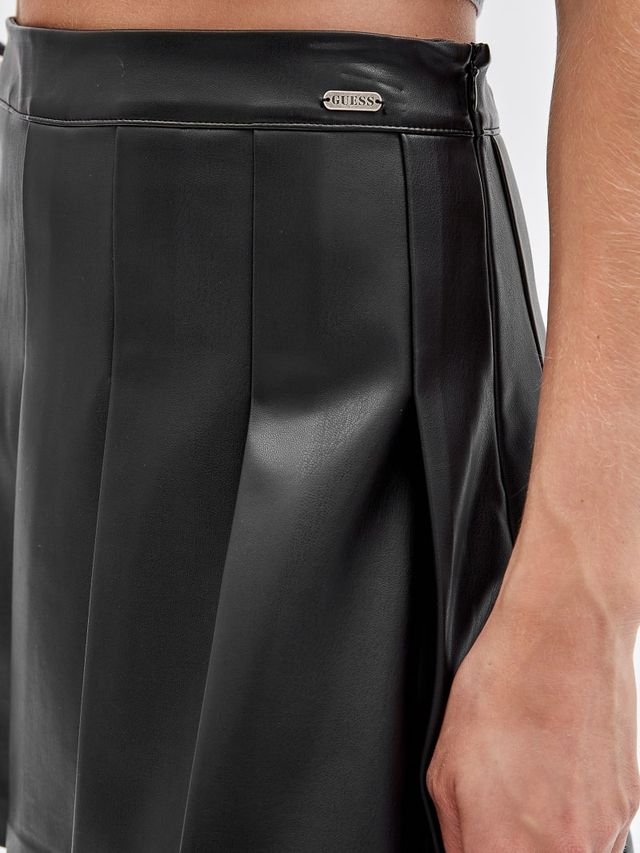 Guess faux clearance leather pleated skirt