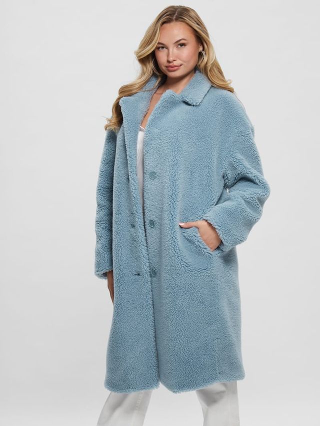 Guess blue fur coat discount