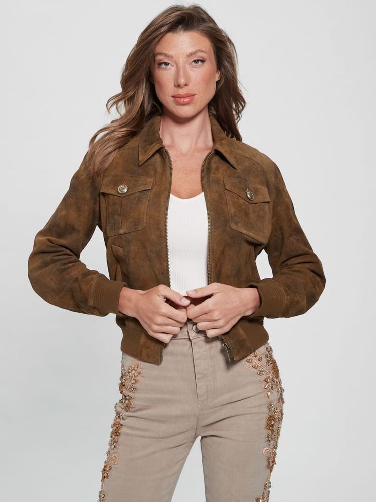 Guess suede cheap jacket womens