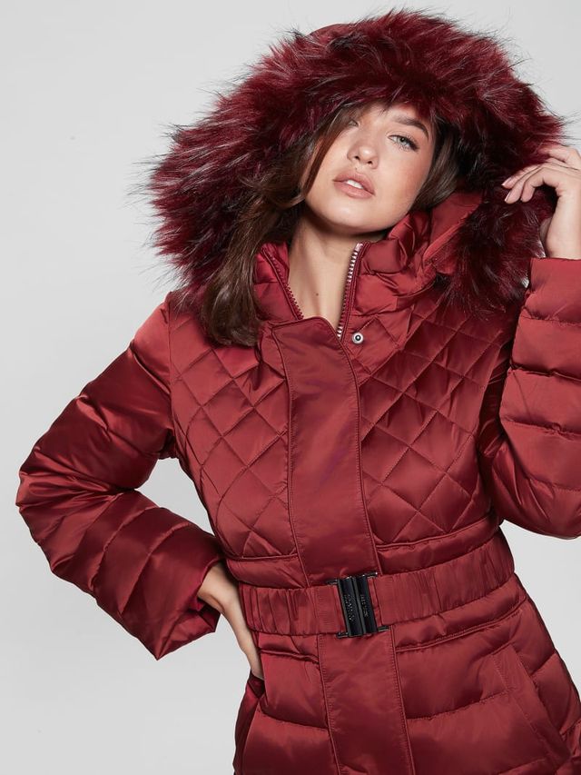 Guess puffer jacket red cheap