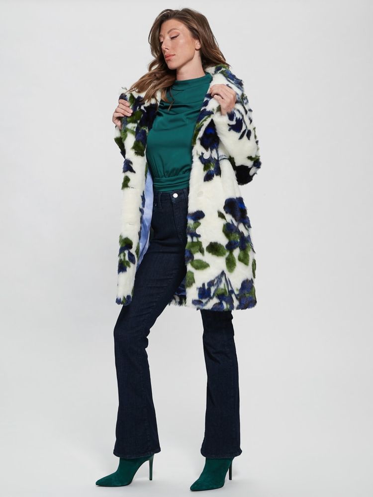 Floral faux fur coat store