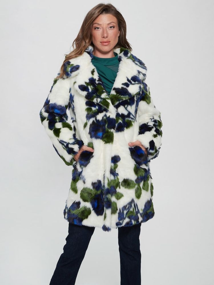 Guess blue deals fur coat