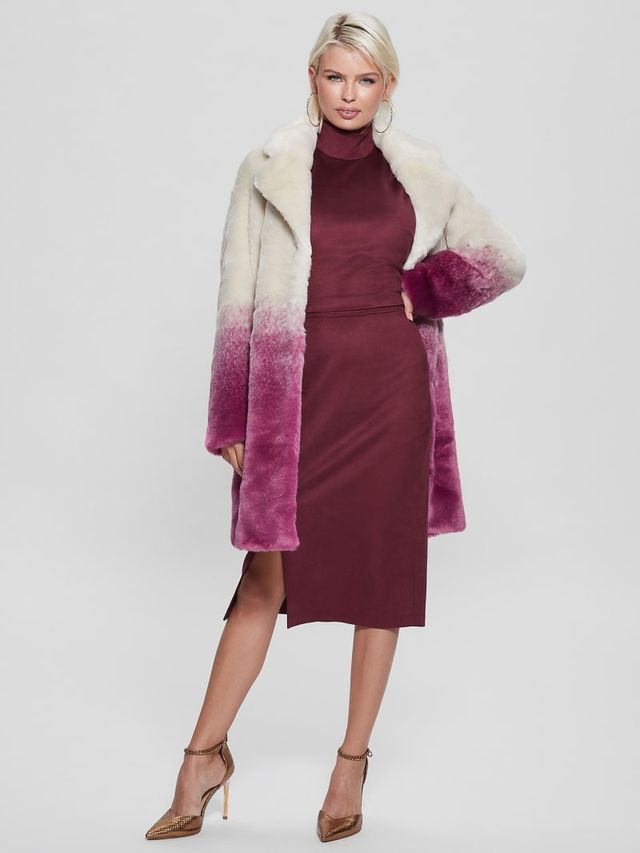 Guess faux best sale fur coat pink