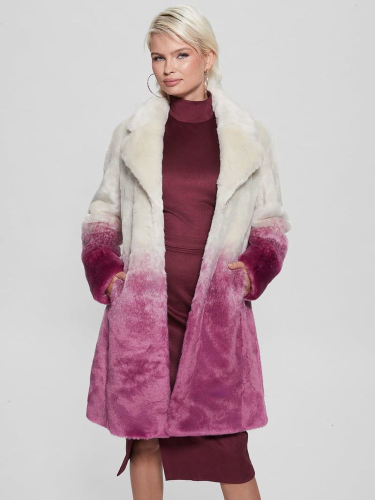 Guess pink fur coat top