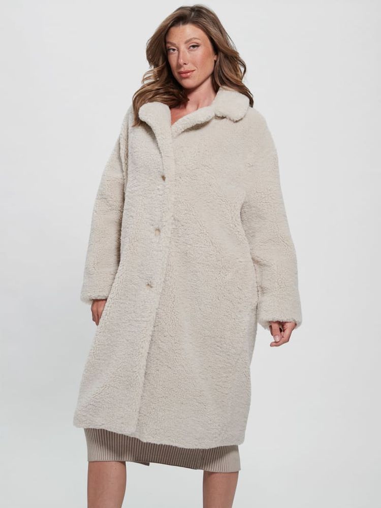 Guess faux shearling overcoat outlet