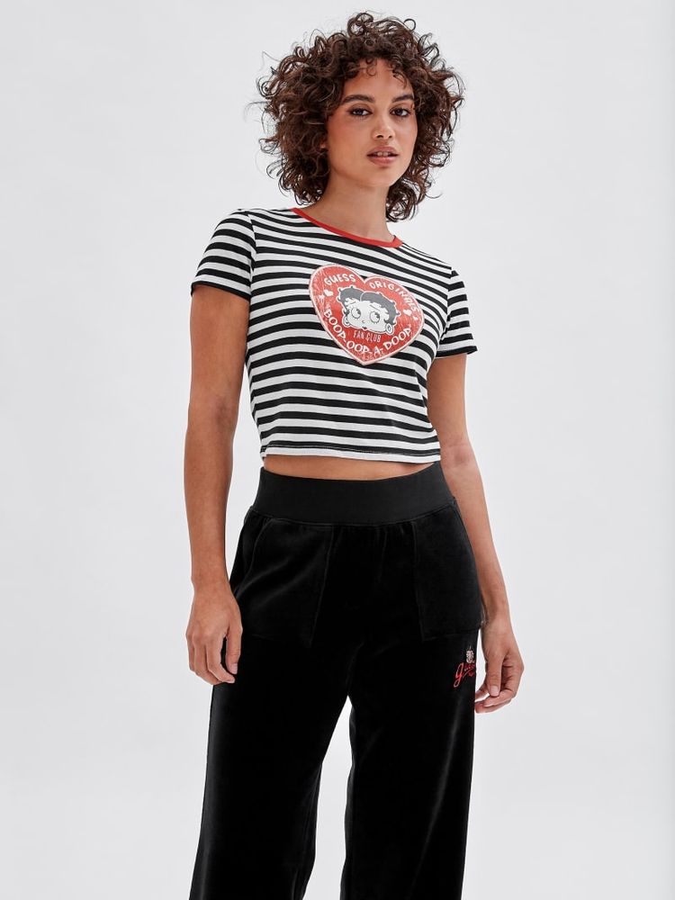 Guess striped crop top sales