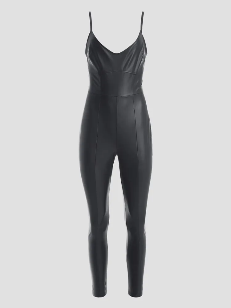 Guess faux leather jumpsuit discount