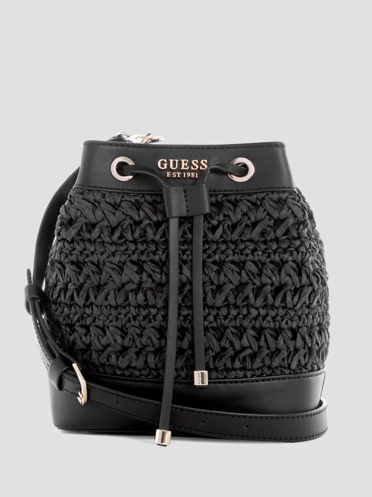 GUESS Liguria Crochet Straw Bucket Bag Bramalea City Centre