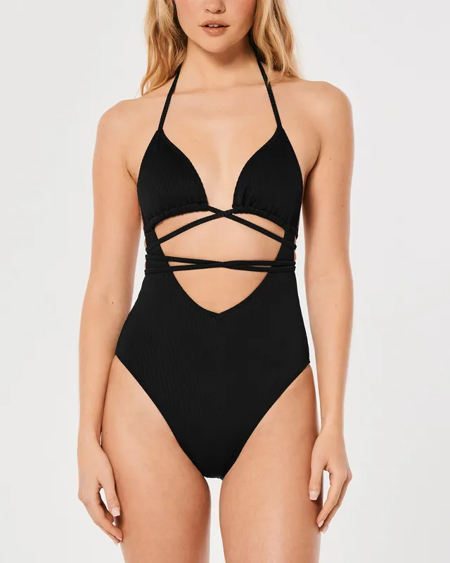 Hollister Ribbed Strappy Cutout One Piece Swimsuit CoolSprings