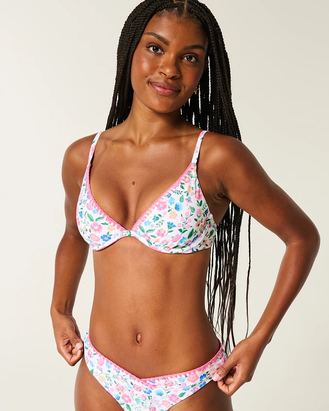 Hollister Embroidered Stitch Plunge Underwire Bikini Top