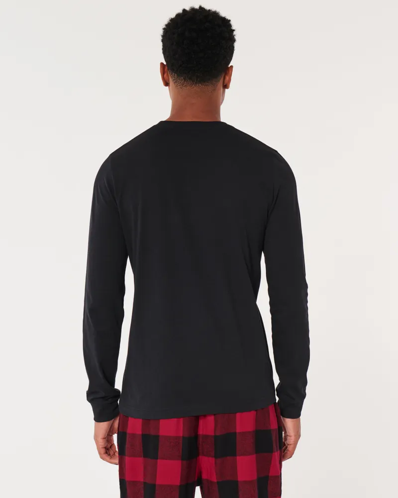 Hollister graphic tee flannel sleep hotsell set