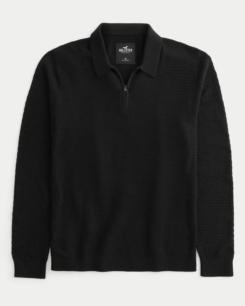 Hollister Textured Long Sleeve Sweater Polo CoolSprings Galleria
