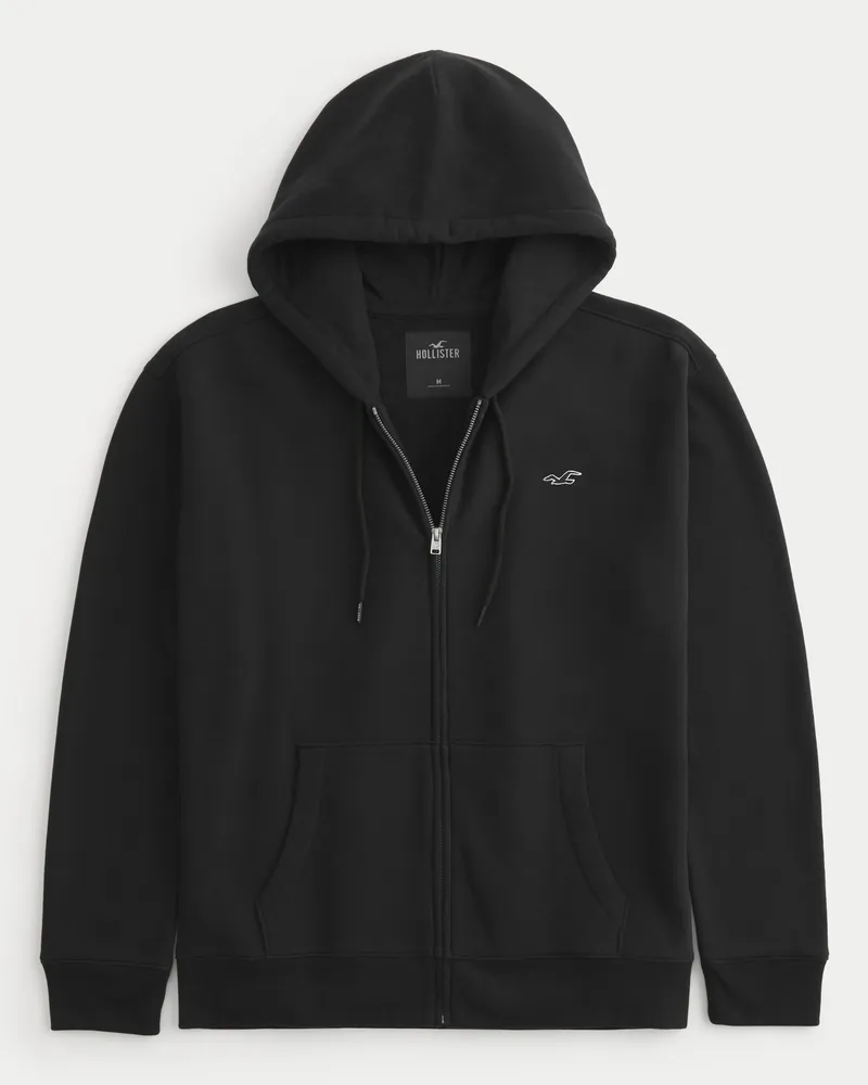 Hollister black zip up hoodie cheap
