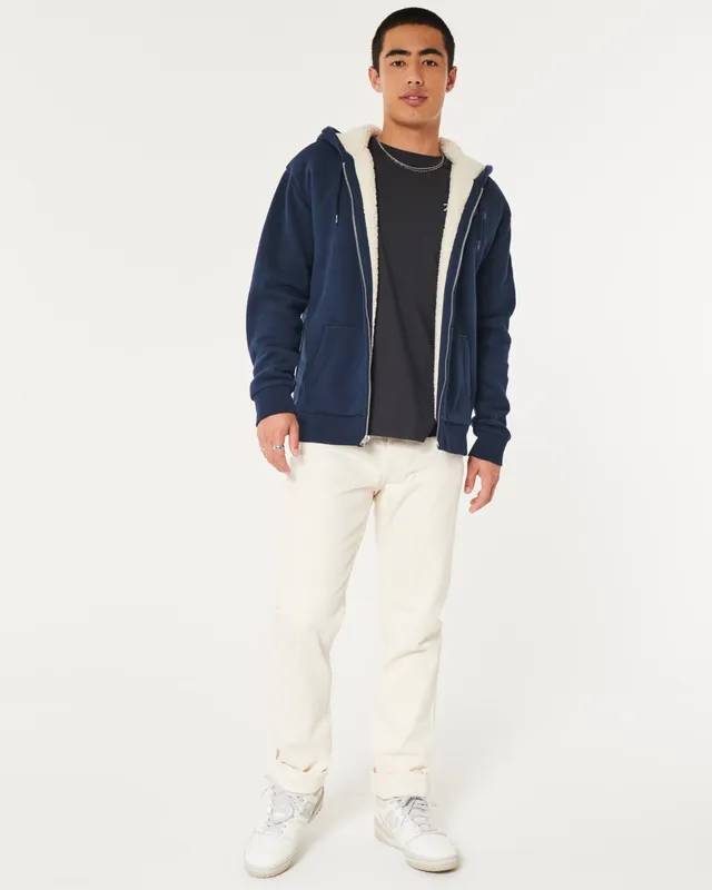Hollister Faux Shearling Lined Zip Up Hoodie CoolSprings Galleria