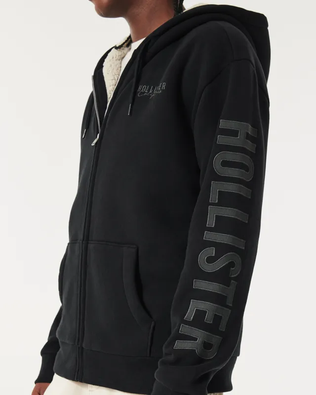 Hollister Faux Shearling Lined Zip Up Hoodie Hamilton Place