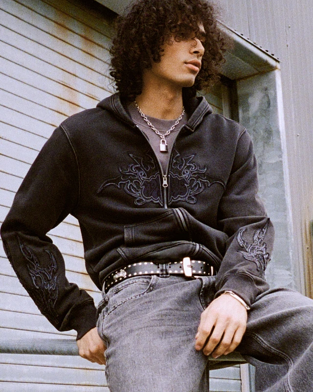 Hol Shrunken Graphic Zip-Up Hoodie | Liberty Center