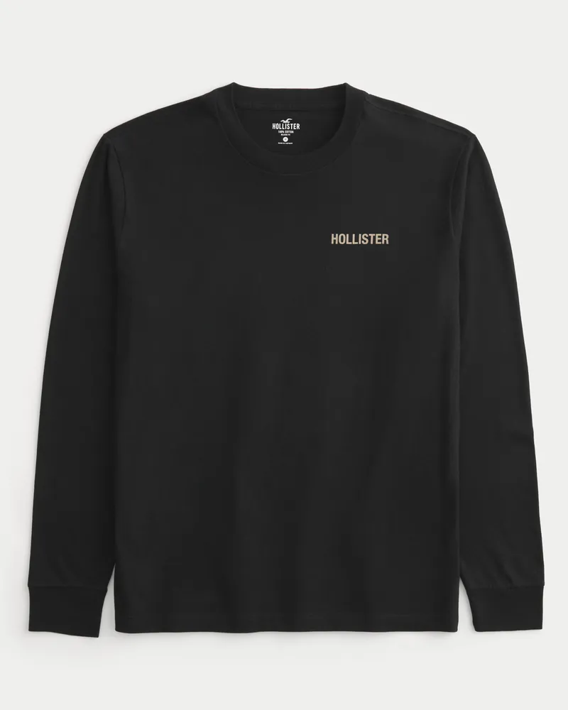 Hollister Relaxed Long Sleeve Scenic Logo Graphic Tee Plaza Las