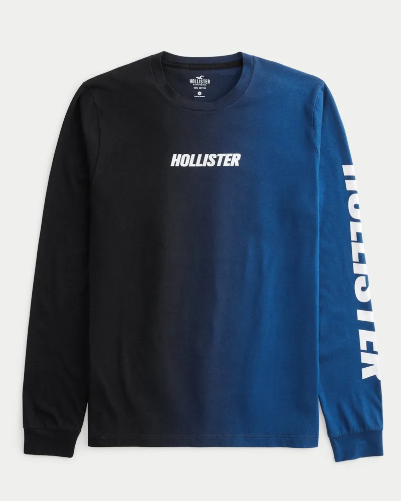 Hollister Long Sleeve Ombre Logo Graphic Tee Plaza Las Americas