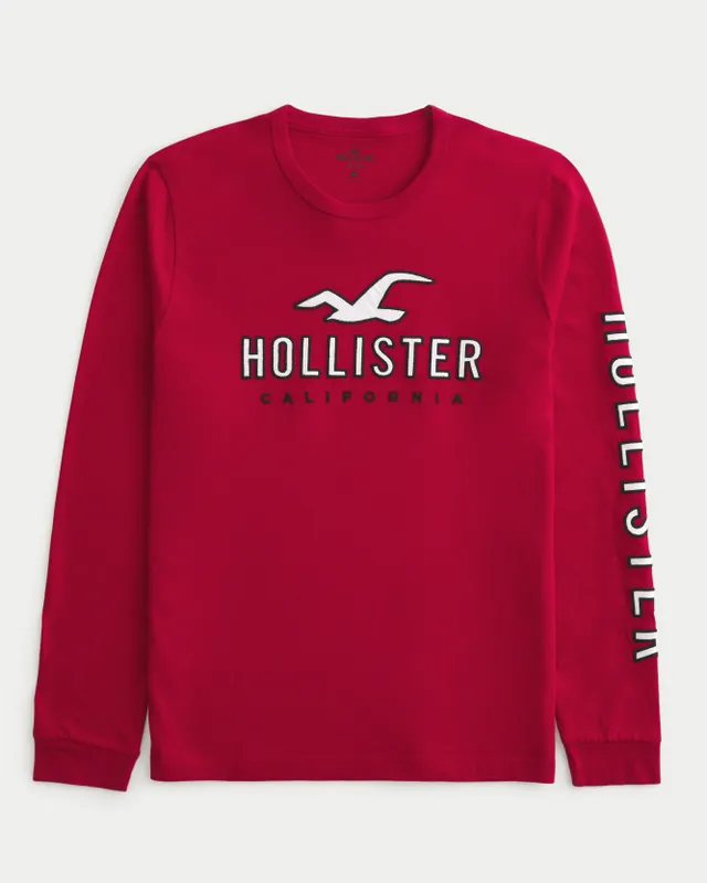 Red long sleeve hollister store shirt