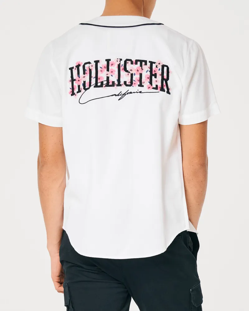 Hollister Relaxed Cherry Blossom Logo Graphic Baseball Shirt