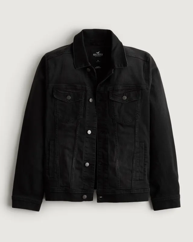 Black denim deals jacket womens hollister